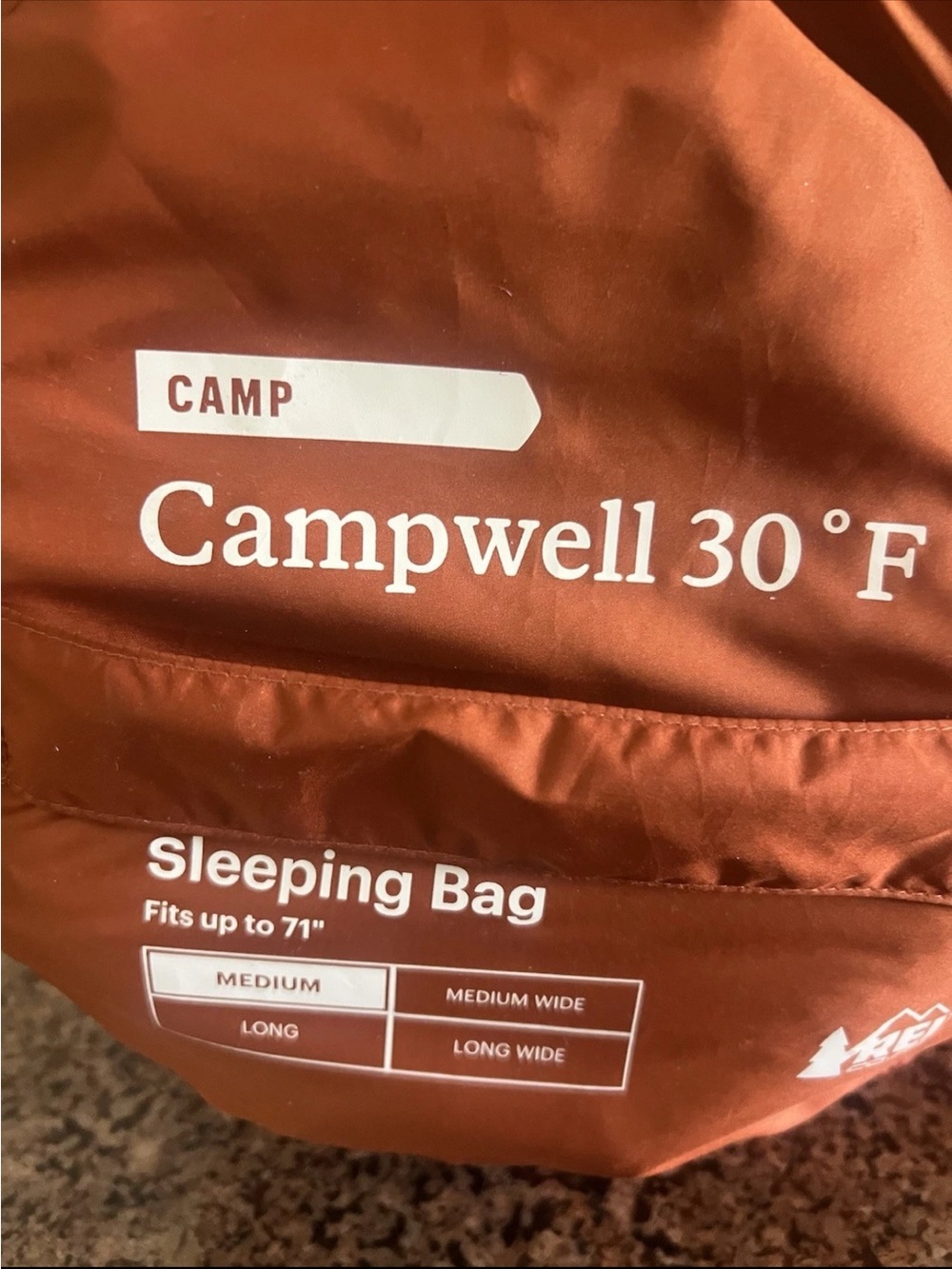 REI 30 Degree Campwell Sleeping Bag Size M 71” Hiking Camping Outdoor NWOT - Picture 7 of 8